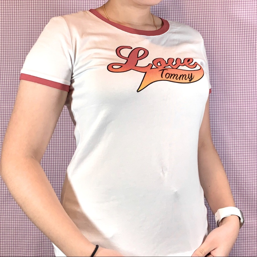 Tommy Hilfiger Y2K Inspired White Ringer T-shirt